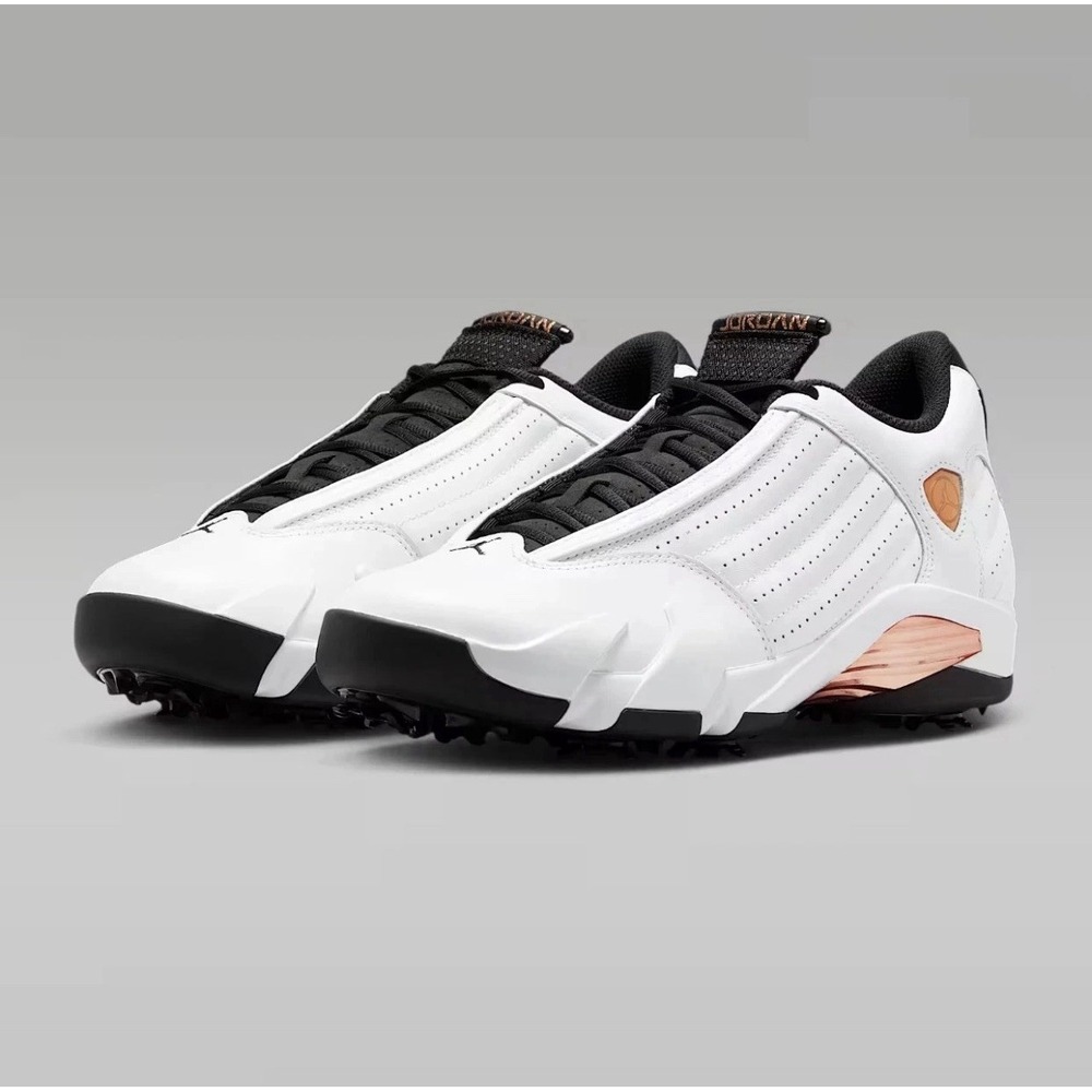 Men Size 5.5 Authentic Nike Air Jordan‎ 14 Golf US Open White/Copper HV4813-100